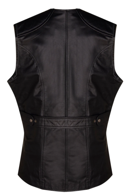Black Quilted Leather Vest for Men