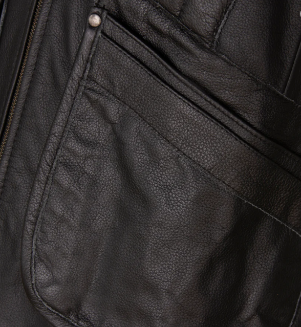 Black Quilted Leather Vest for Men
