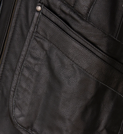 Black Quilted Leather Vest for Men