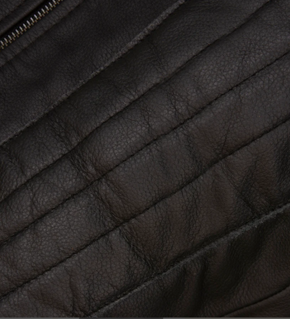 Black Quilted Leather Vest for Men