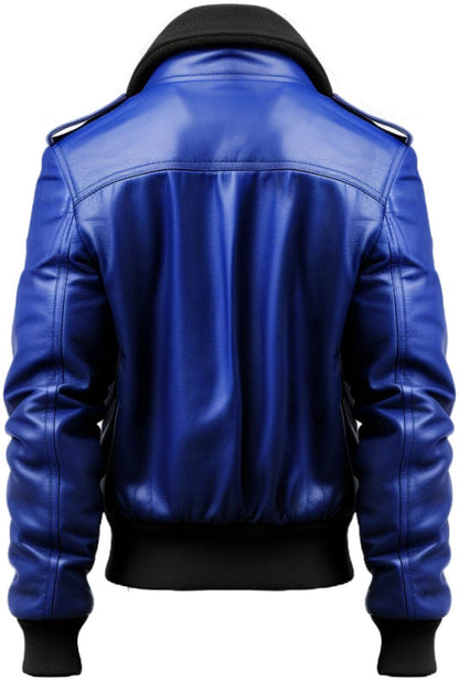 Blue Jacket - Blue Faux Leather Jacket