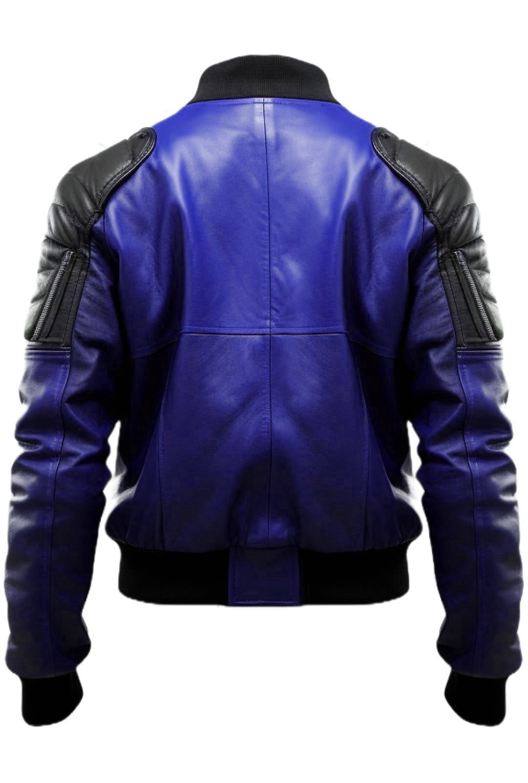 Blue Leather Jacket - Men Blue Faux Leather Jacket