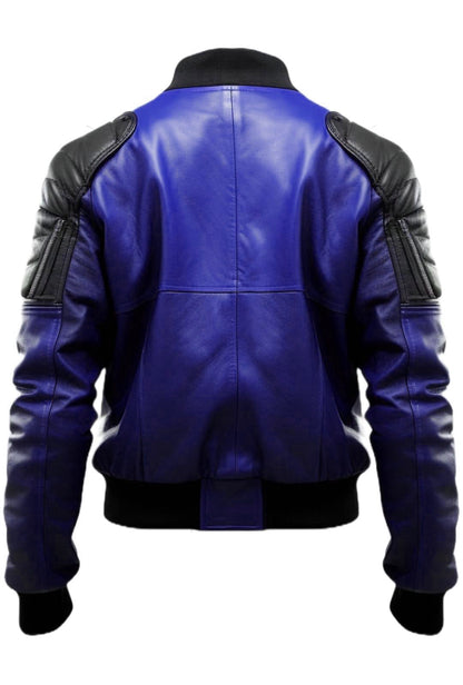 Blue Leather Jacket - Men Blue Faux Leather Jacket