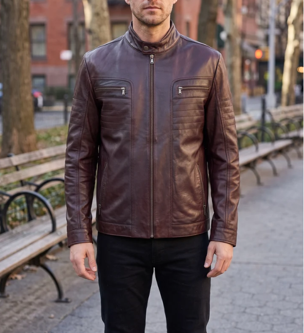 Bordeaux George Dark Brown Men's Leather Jacket