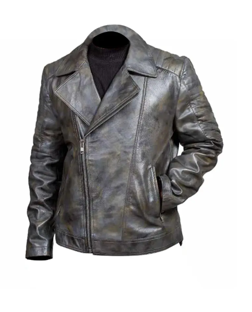 Brando Distressed Biker Leather Jacket