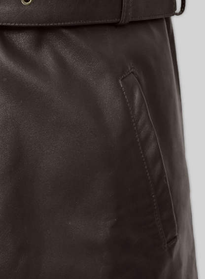 Brown Aiden Pearce Watch Dog Leather Trench Coat