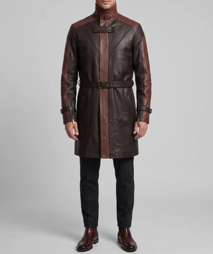 Brown Aiden Pearce Watch Dog Leather Trench Coat