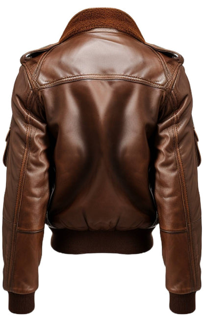 Brown Aviator Men Leather Bomber Distressed Jacket