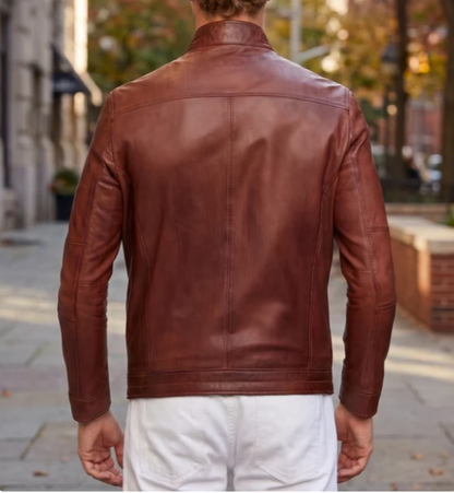 Brown Benjamin Stylish Leather Jacket For Men
