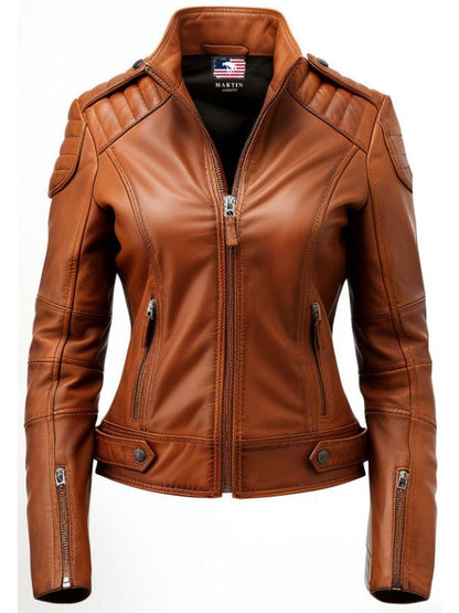 Brown Leather Jacket for Women - Designer Leather Jacket