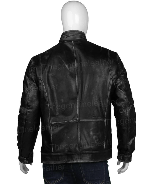 Cafe Racer Black Leather Biker Jacket