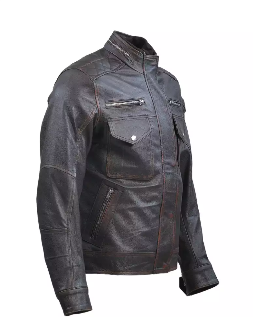 Cafe Racer Distressed Brown Leather Jacket
