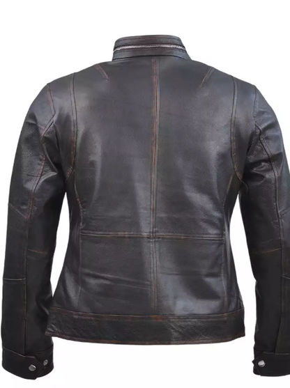 Cafe Racer Distressed Brown Leather Jacket