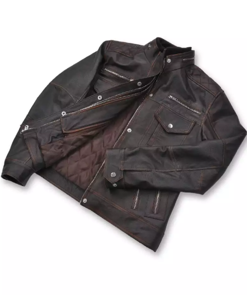 Cafe Racer Distressed Brown Leather Jacket