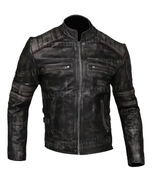 Cafe Racer Distressed Vintage Biker Jacket