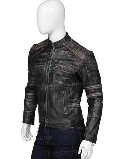 Cafe Racer Distressed Vintage Biker Jacket