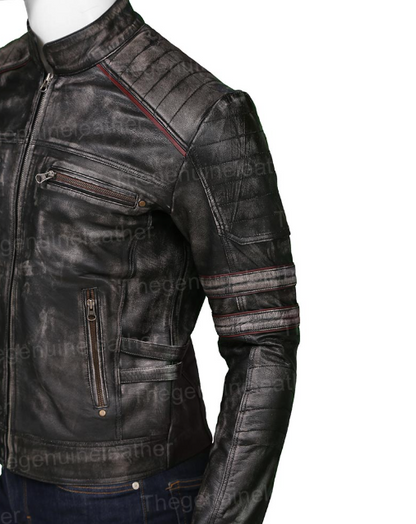 Cafe Racer Distressed Vintage Biker Jacket