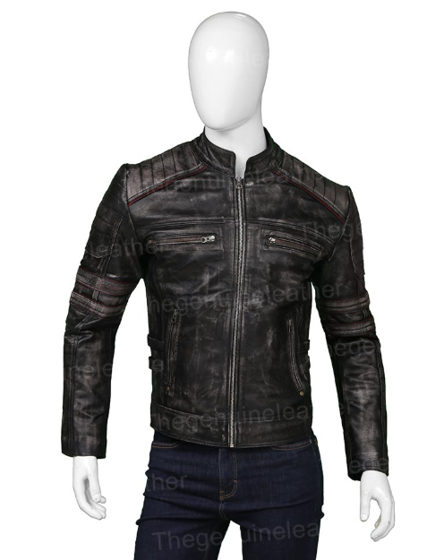 Cafe Racer Distressed Vintage Biker Jacket