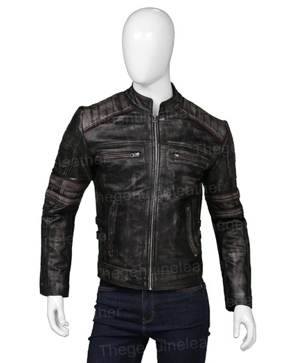 Cafe Racer Distressed Vintage Biker Jacket