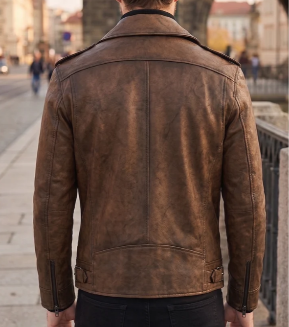 Carter Biker Brown Leather Jacket For Men