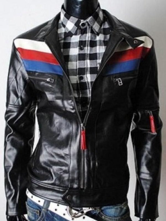 Casual Slim-fit Rider Leather Jacket