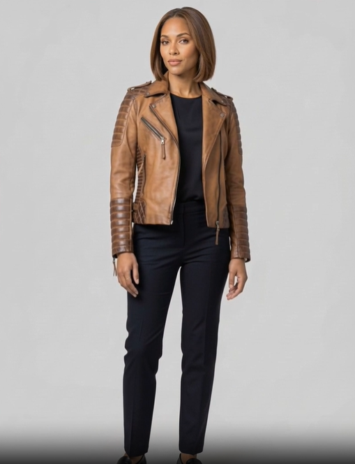 Charlotte Burnt Tan Leather Jacket