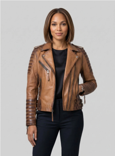 Charlotte Burnt Tan Leather Jacket