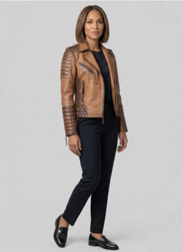 Charlotte Burnt Tan Leather Jacket