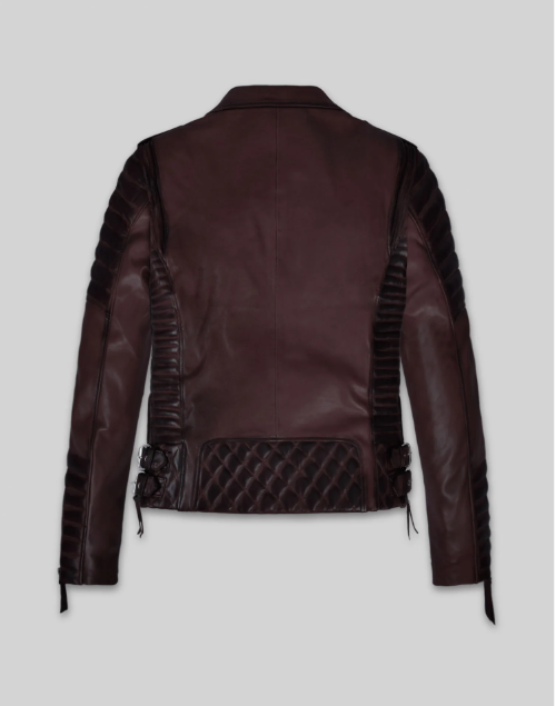 Charlotte Burnt Wine Leather Jacket
