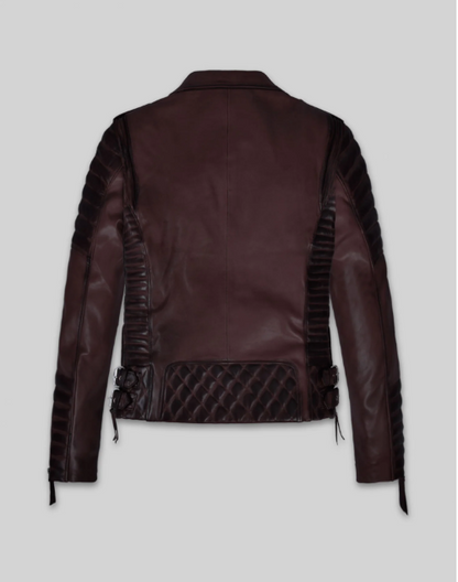 Charlotte Burnt Wine Leather Jacket