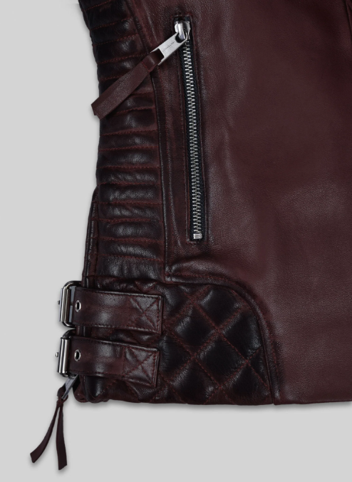 Charlotte Burnt Wine Leather Jacket