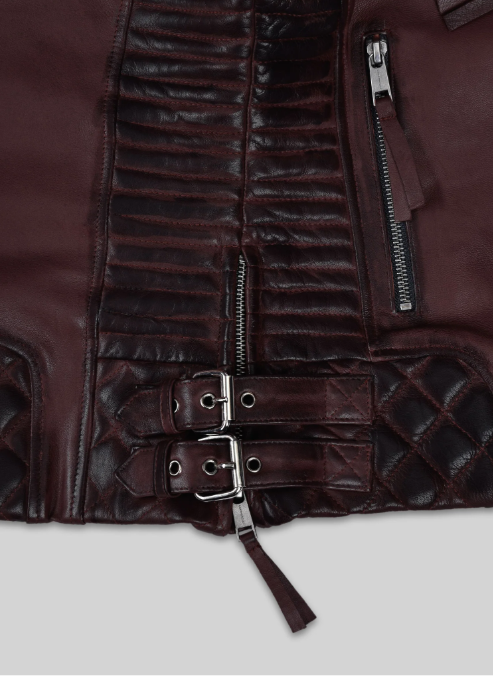 Charlotte Burnt Wine Leather Jacket