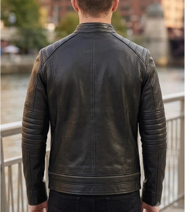 Chris Black Leather Drago Suede Jacket For Men