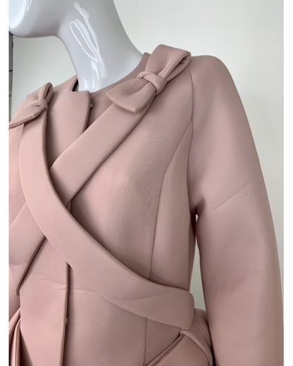 Upgraded 2024 Marisa Tomei Dusky Pink Bow Jacket