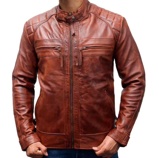 Classic Diamond Biker Leather Jacket