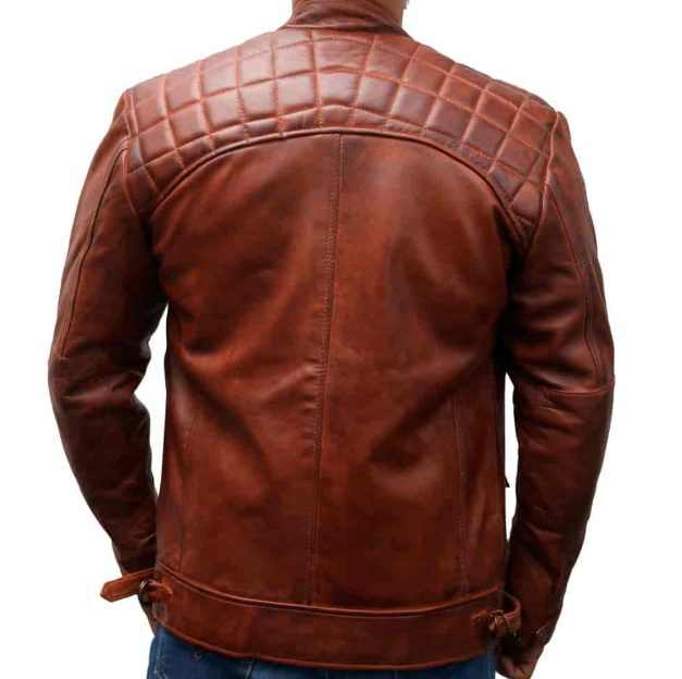 Classic Diamond Biker Leather Jacket