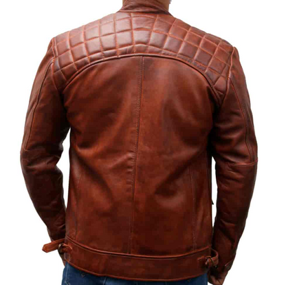 Classic Diamond Biker Leather Jacket