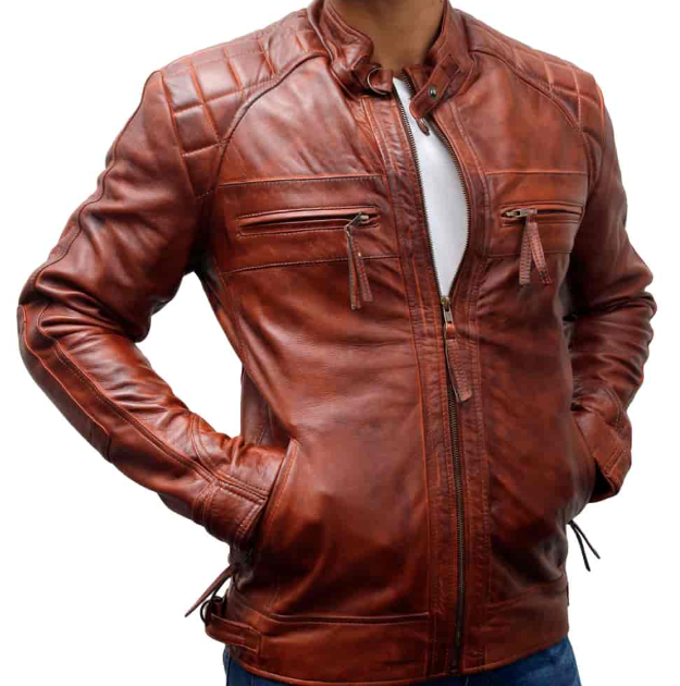 Classic Diamond Biker Leather Jacket