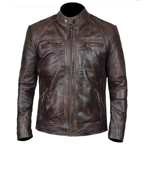 Claude Brown Biker Leather Jacket