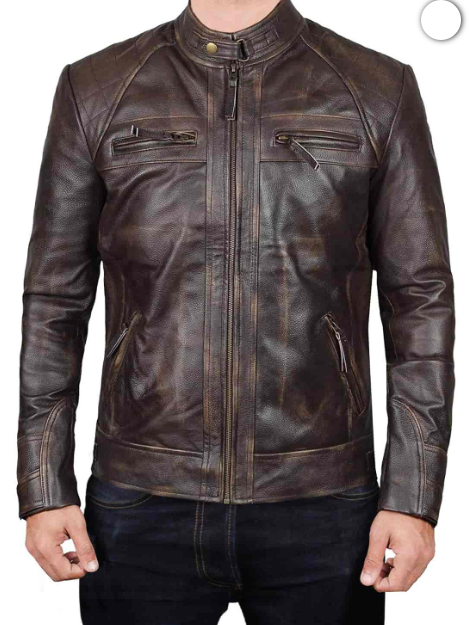 Claude Brown Biker Leather Jacket