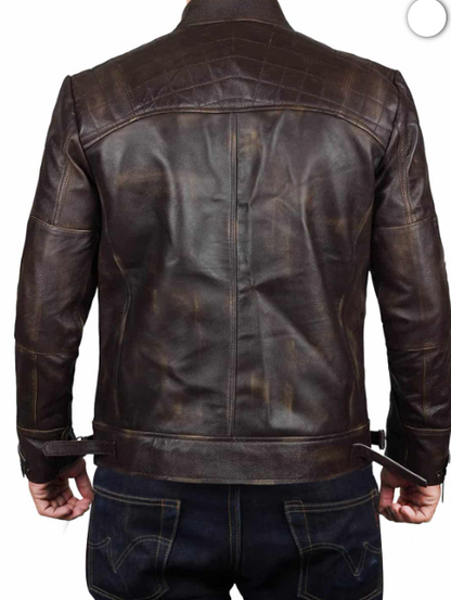 Claude Brown Biker Leather Jacket
