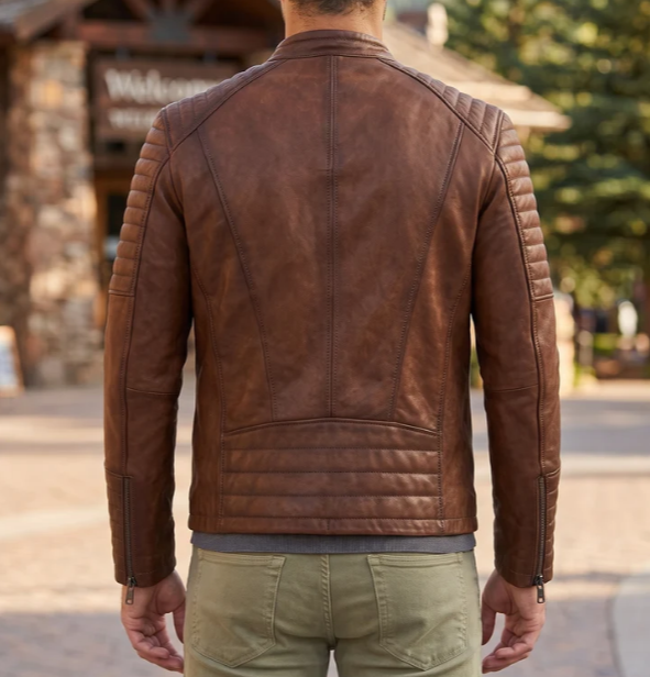 Dali Brown Leather Jacket For Men
