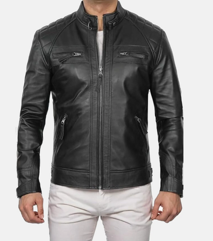 Declan Black Leather Biker Jacket