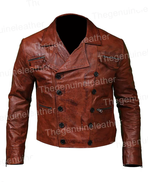 Distressed Brown Leather Jacket