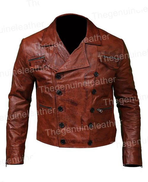 Distressed Brown Leather Jacket