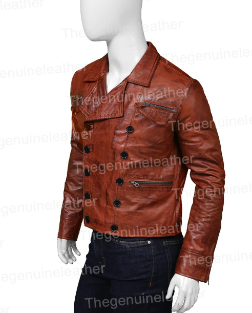 Distressed Brown Leather Jacket