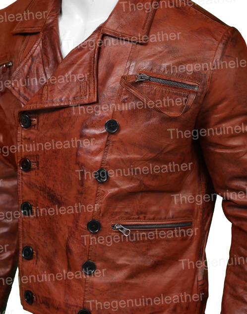 Distressed Brown Leather Jacket