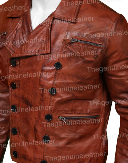 Distressed Brown Leather Jacket