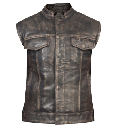 Distressed Brown Leather Vest