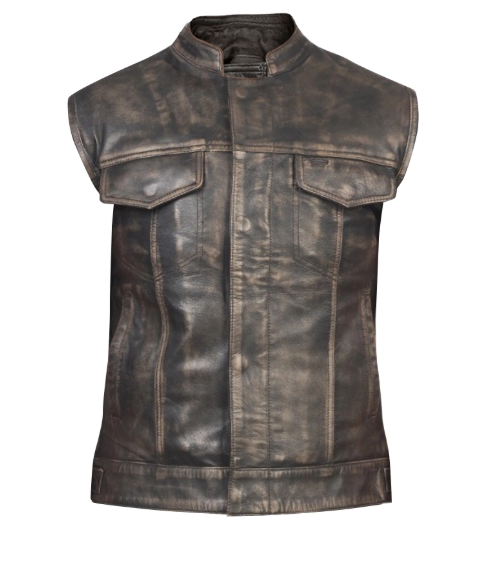 Distressed Brown Leather Vest